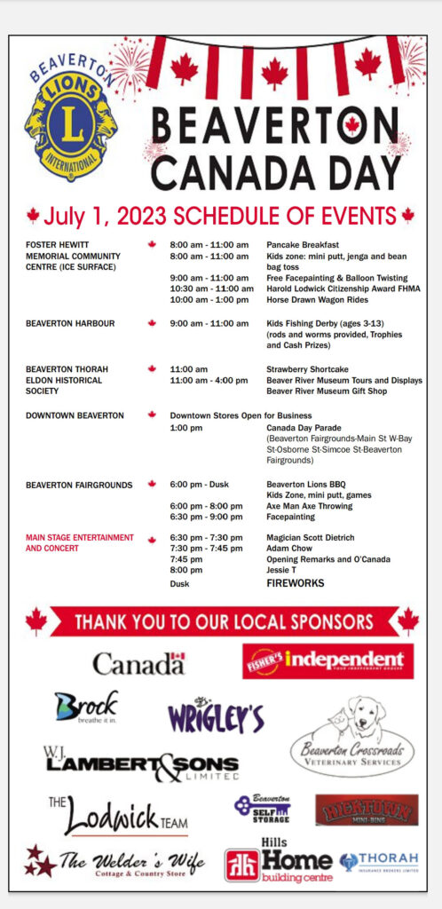 Beaverton Canada Day Schedule